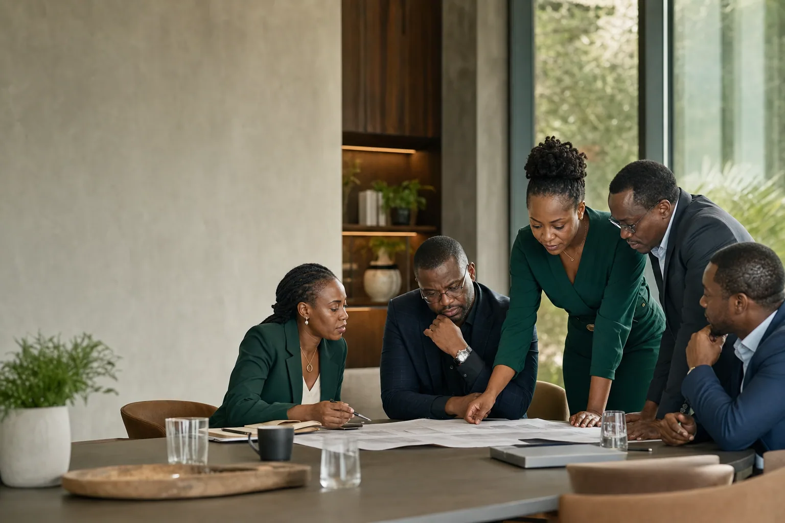 African leadership team working through a strategy decision